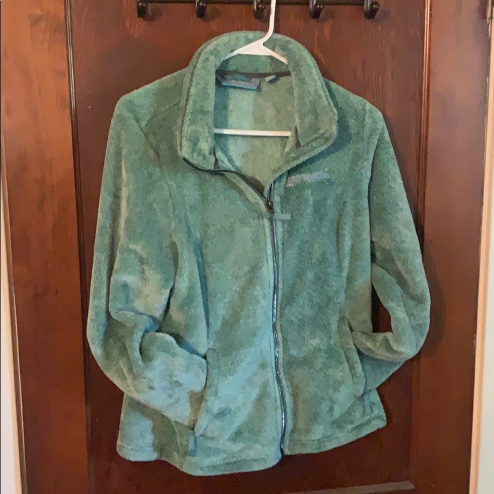 Blue fuzzy zip jacket from Free Country.